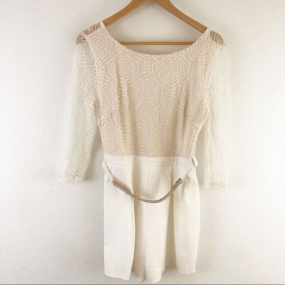 Obsession Lace long Sleeve Belted Beige Romper L - Picture 1 of 7